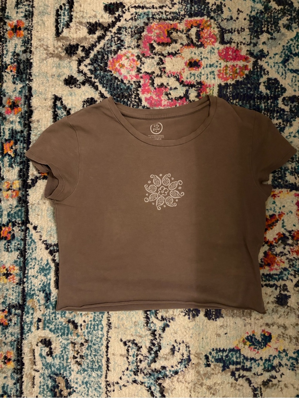 Y2K Life is Good Cropped Mandala T Shirt